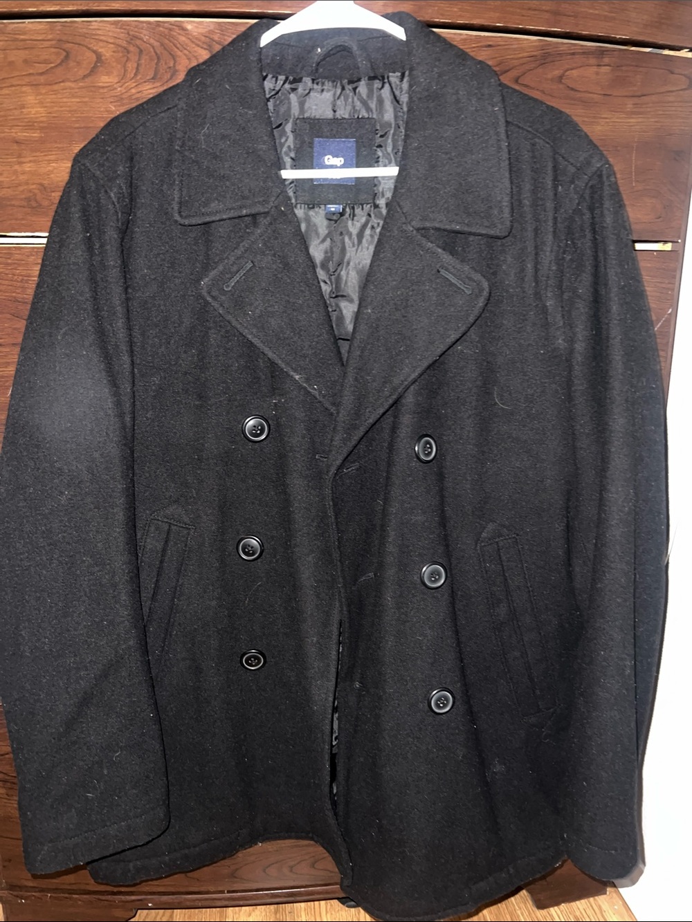 GAP Men’s Black Double-Breasted Wool Pea Coat
